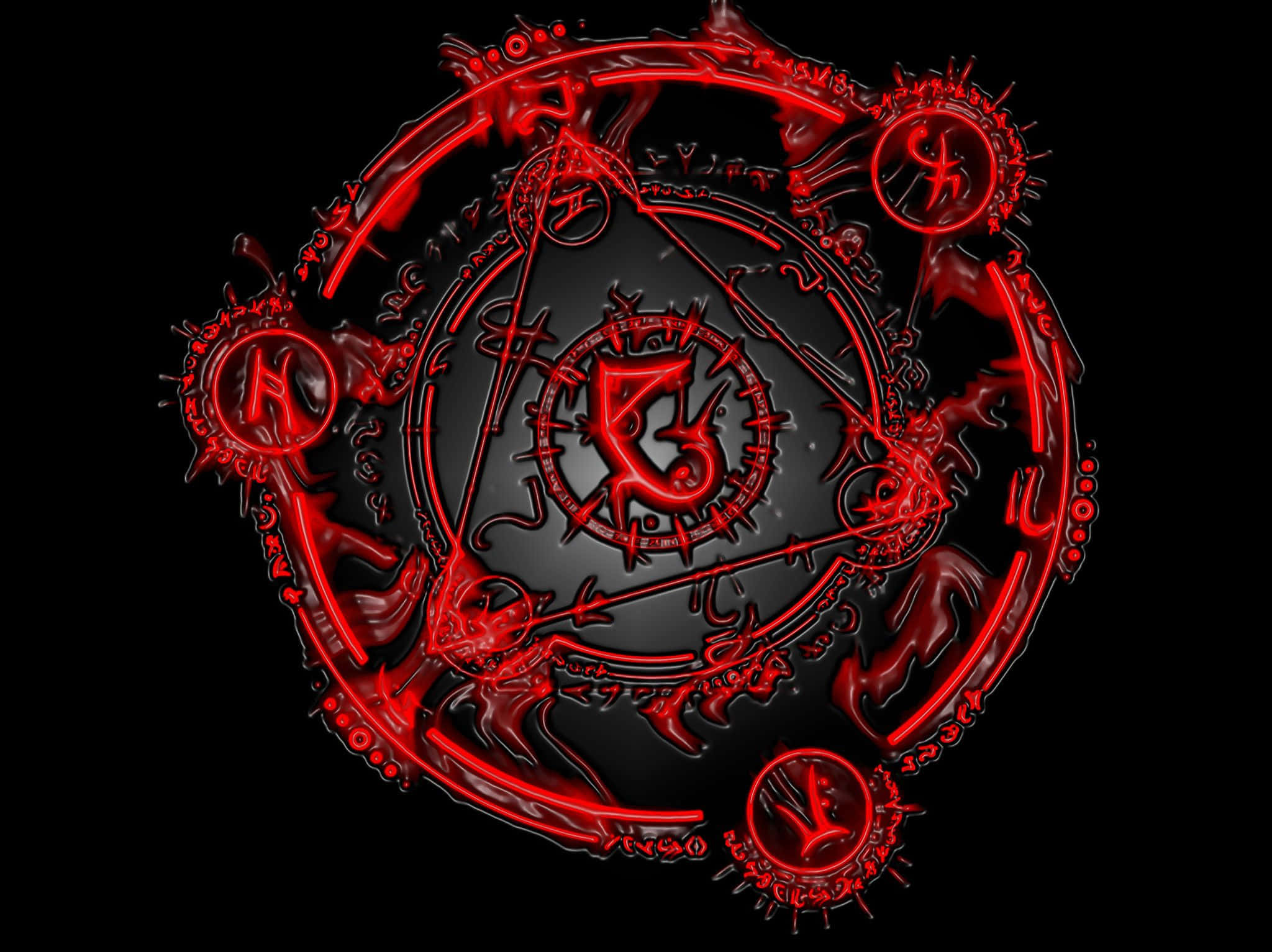 Dark Magic, glowing red intricate occult symbol, demonic sigils, Full HD Desktop Wallpaper