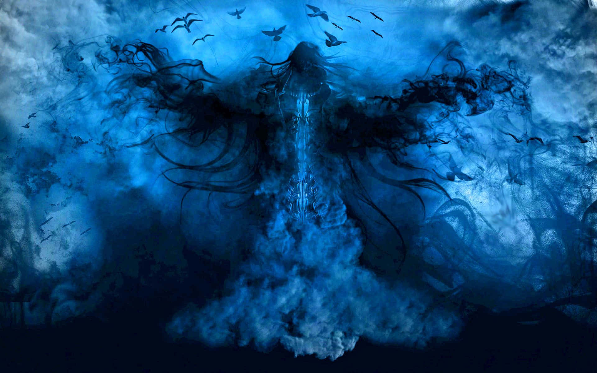 Dark Magic, full moon, spectral figure, Full HD Desktop Wallpaper
