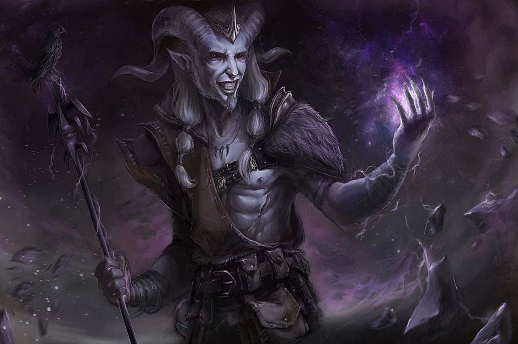 Dark Magic, horned demon, glowing eyes, HD Desktop Wallpaper