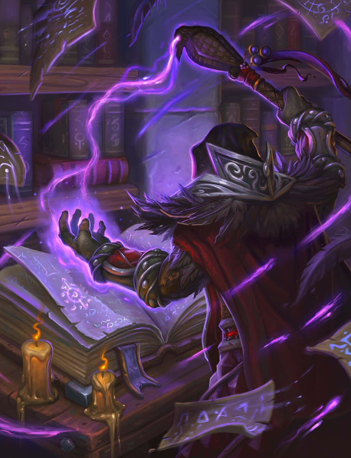 Dark Magic, hooded mage, red robe, HD Phone Wallpaper