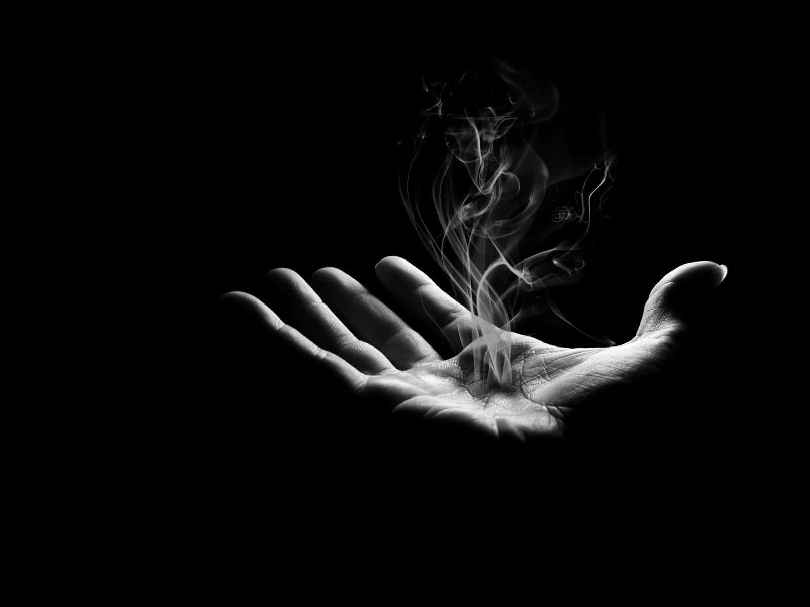Dark Magic, black and white photo, open hand, HD Desktop Wallpaper