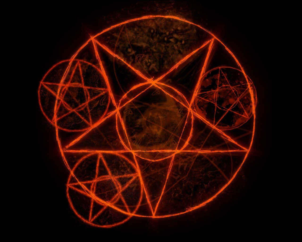 Dark Magic, orange, geometric symbol, HD Desktop Wallpaper