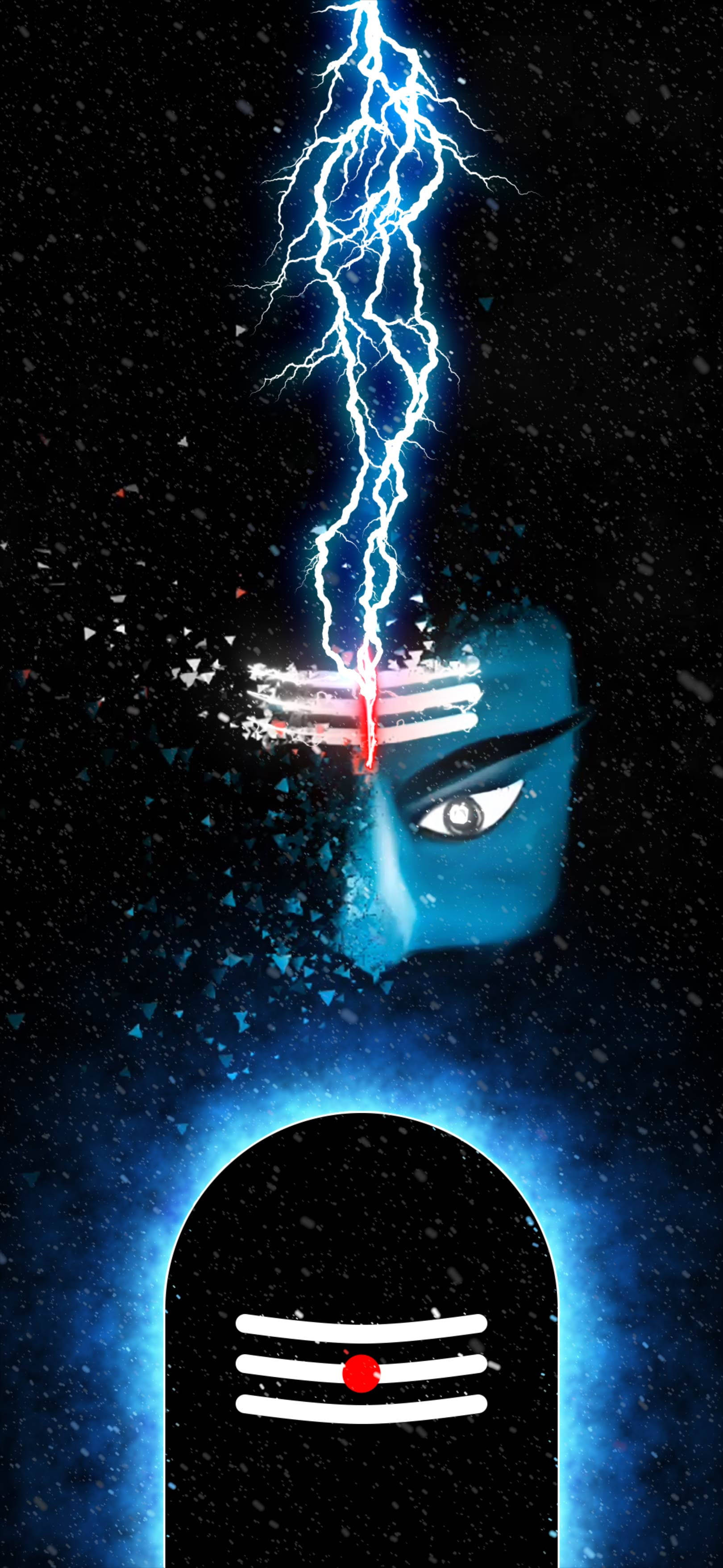 Dark Mahadev, lightning bolt, third eye, 2K Phone Wallpaper