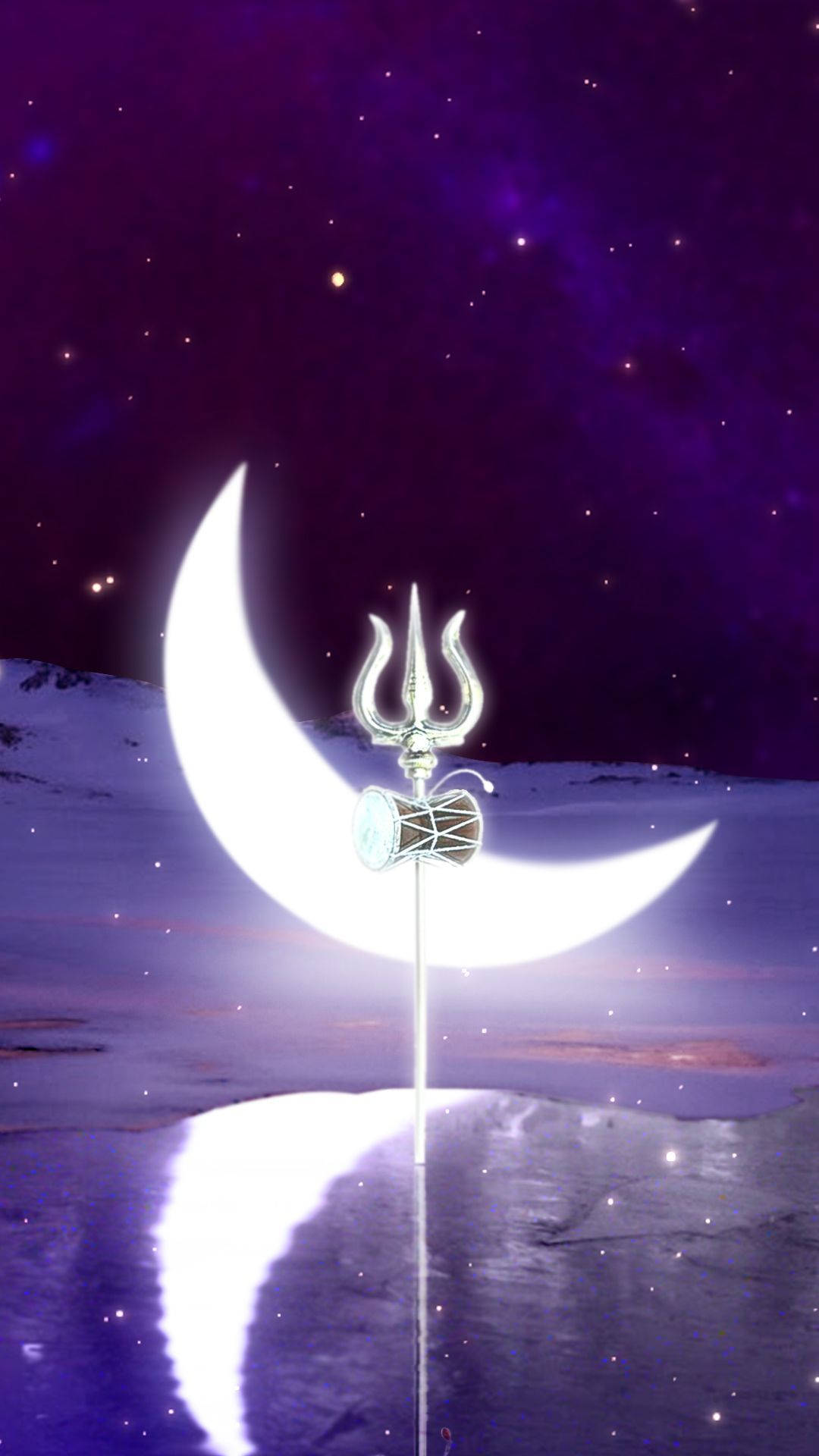 Dark Mahadev, trishula, crescent moon, Full HD Phone Wallpaper