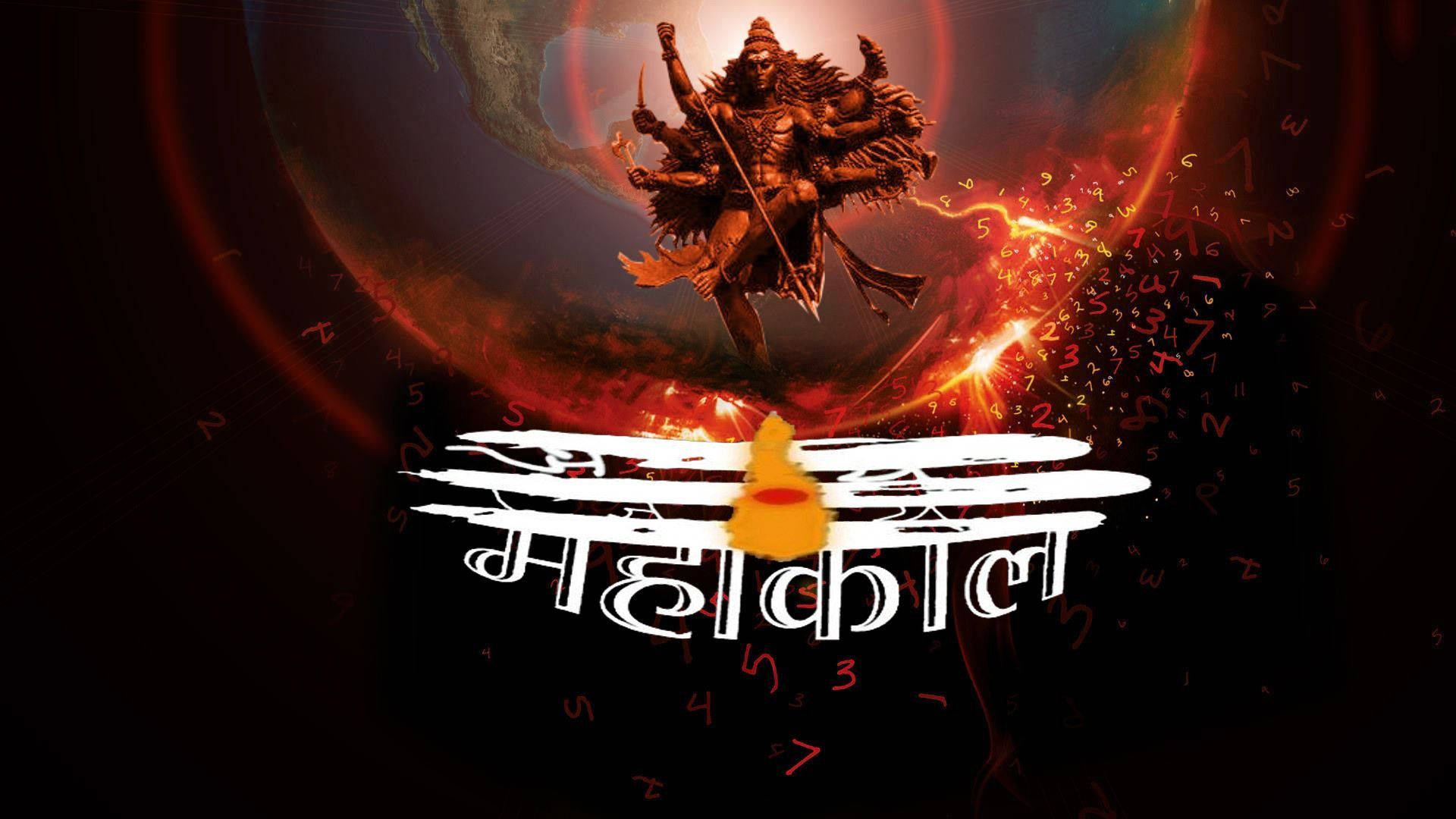 Dark Mahadev, six arms, Hindi text, Full HD Desktop Wallpaper