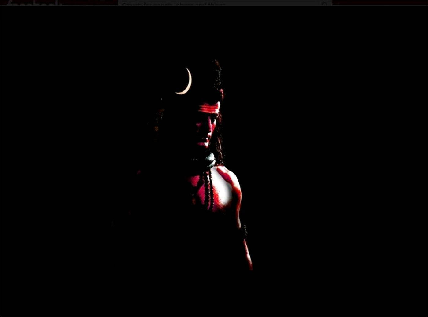 Dark Mahadev, crescent moon, red markings, HD Desktop Wallpaper