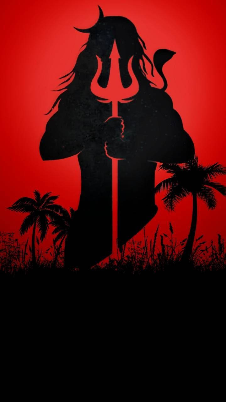 Dark Mahadev, silhouette, trident, HD Phone Wallpaper