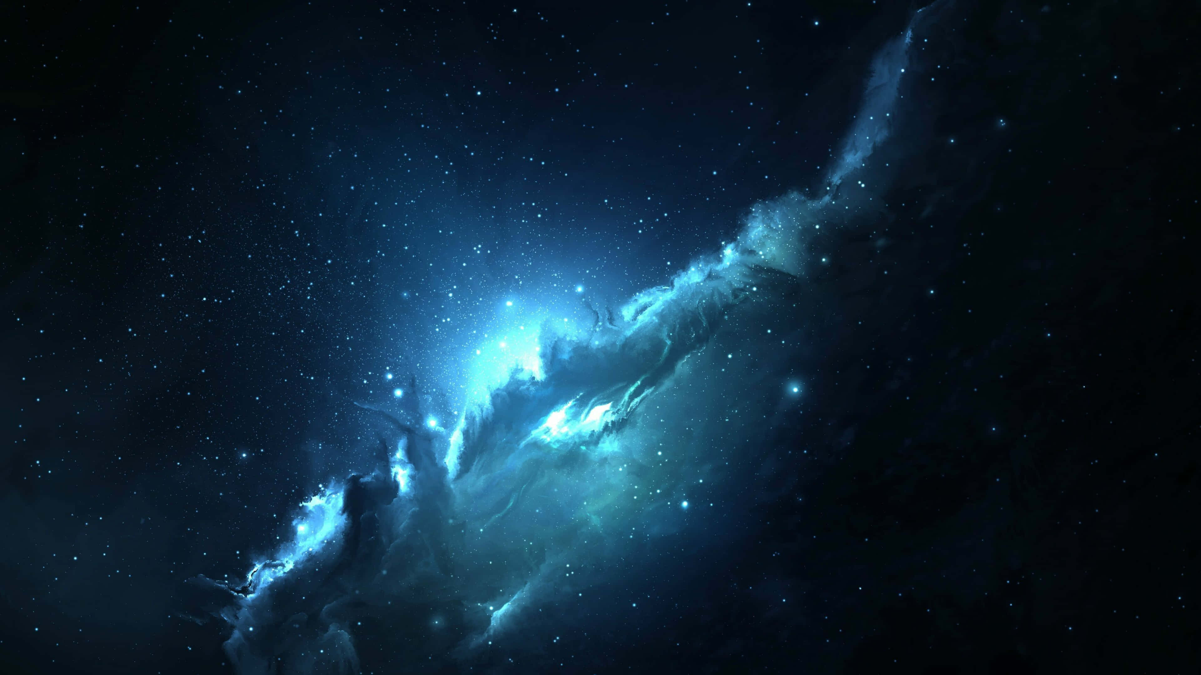 Dark Matter, luminous blue nebula, twinkling stars, 4K Desktop Wallpaper