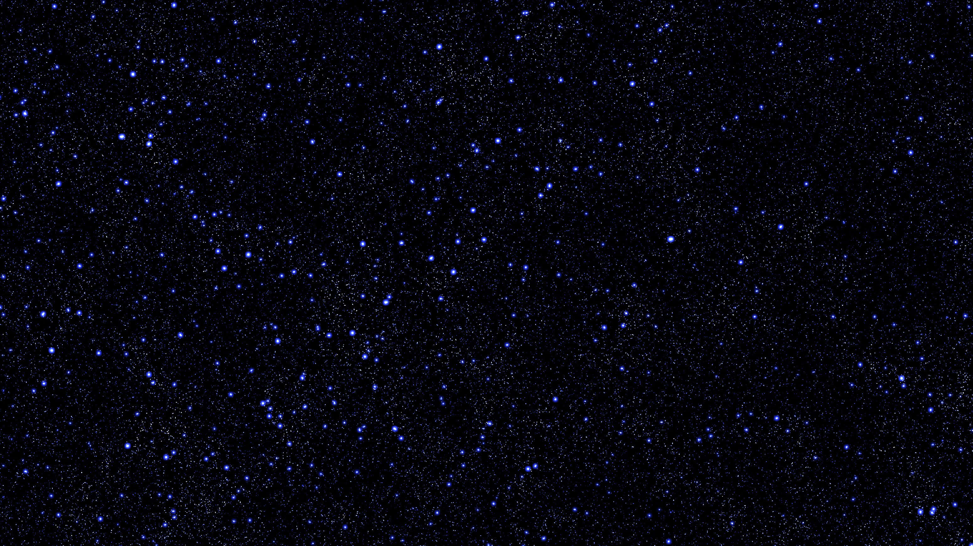 black space, glowing blue stars, deep black cosmic expanse, 2K Desktop Wallpaper