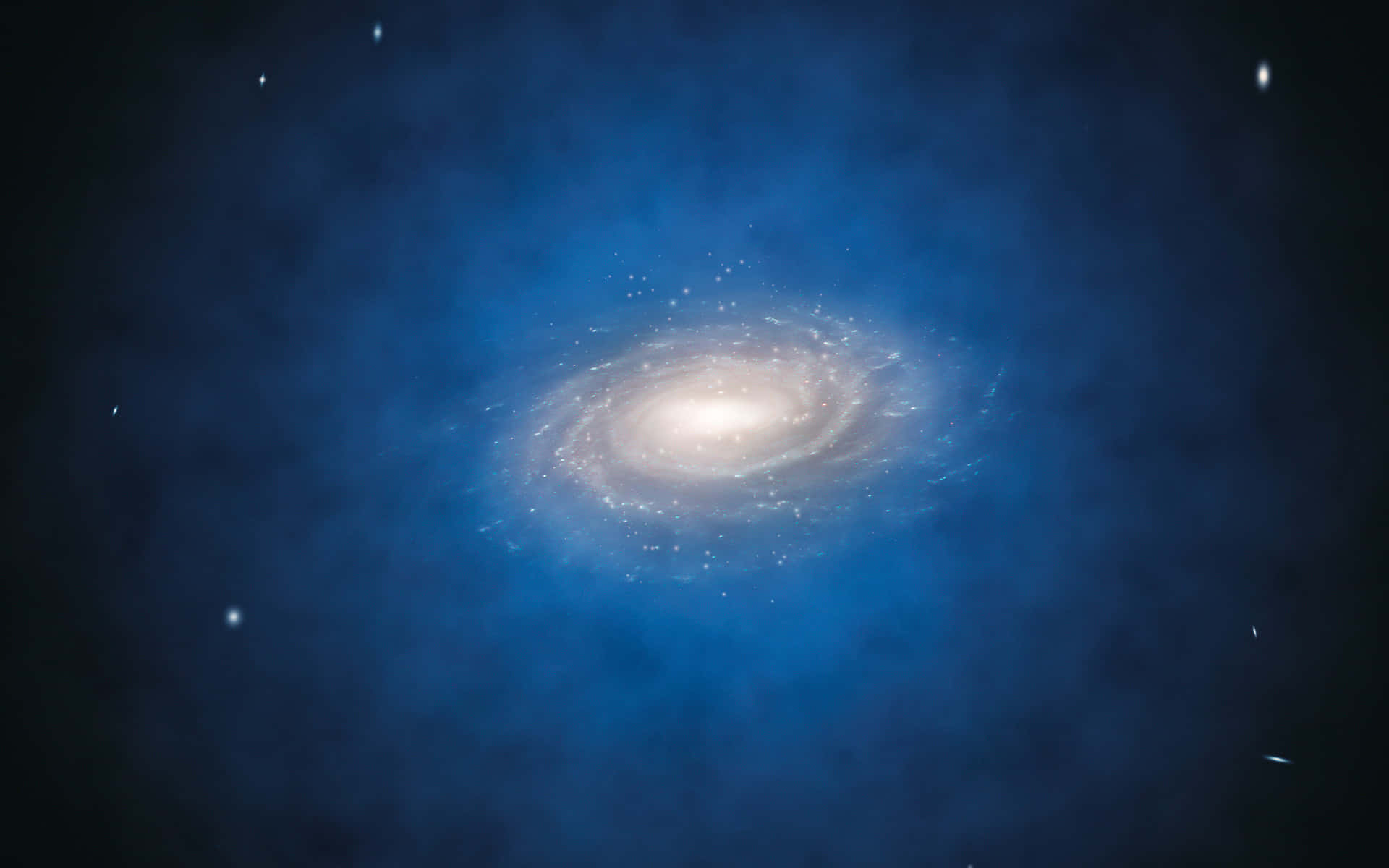 Dark Matter, spiral galaxy, white and blue hues, Full HD Desktop Wallpaper