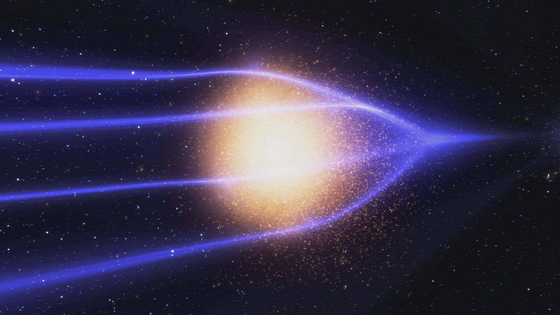 Dark Matter, golden light, swirling blue energy beams, Full HD Desktop Wallpaper