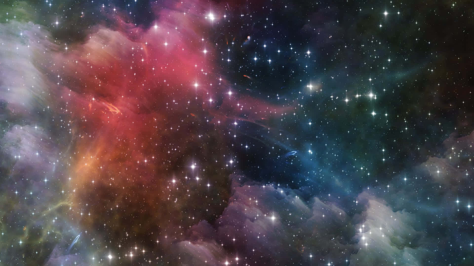 Dark Matter, cosmic nebula, red orange, Full HD Desktop Wallpaper