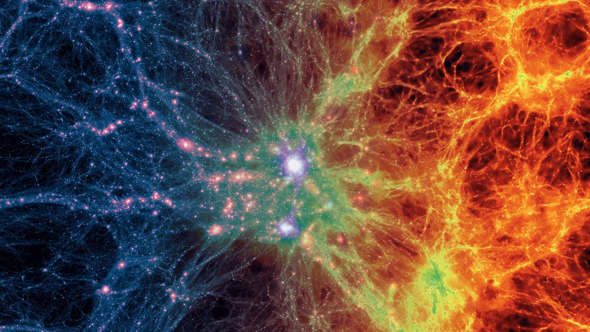 Dark Matter, cosmic web, glowing filaments, Full HD Desktop Wallpaper