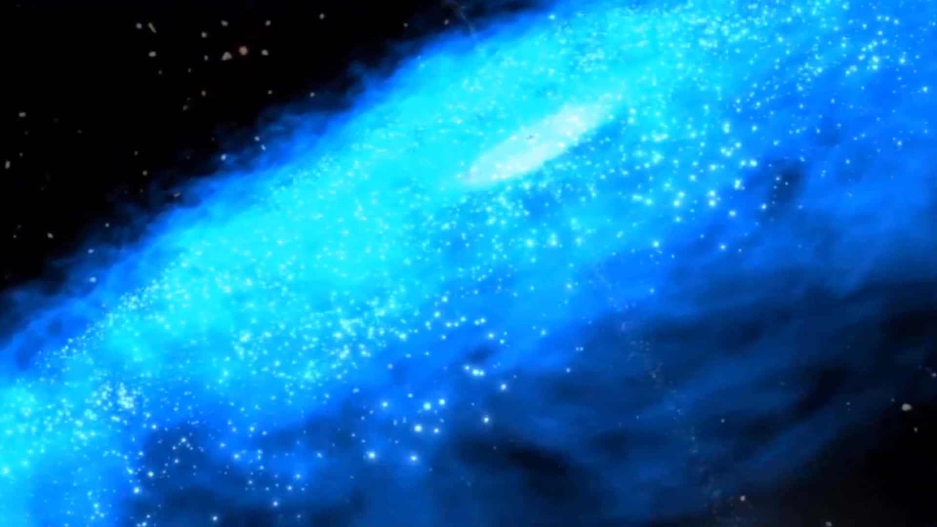 Dark matter, luminous blue spiral galaxy, glowing stars, Full HD Desktop Wallpaper
