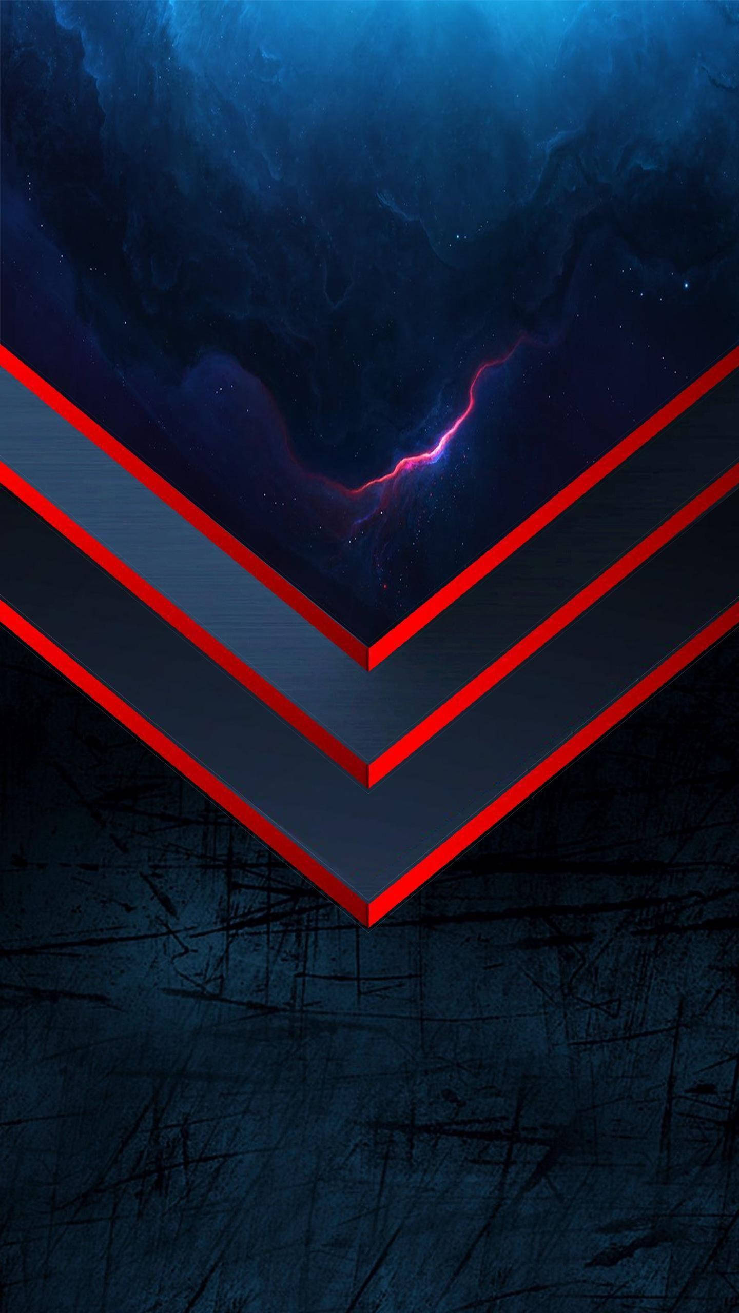 galaxy waves, red stripes, purple lightning bolt, 2K Phone Wallpaper