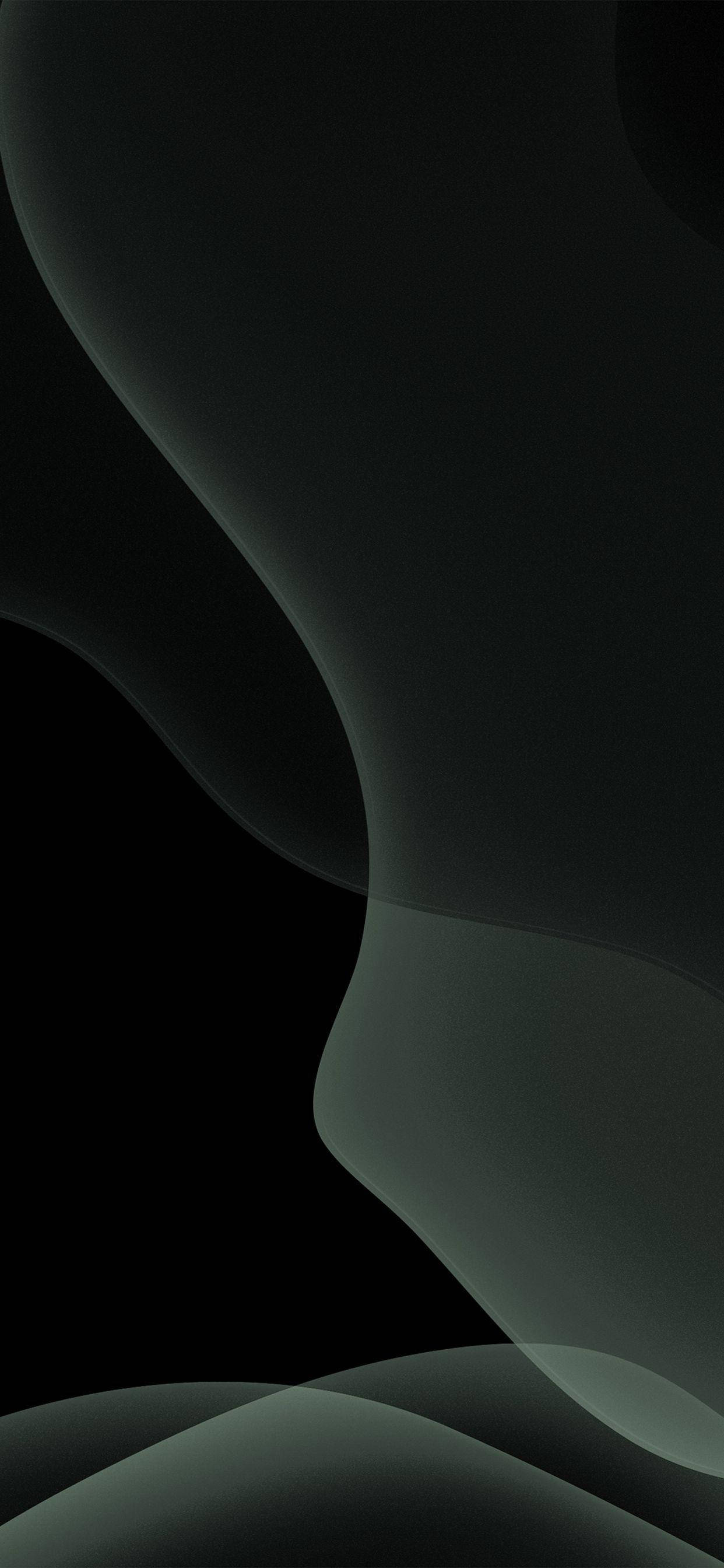 Sleek Abstract Waves, dark mode, dark green, 2K Phone Wallpaper