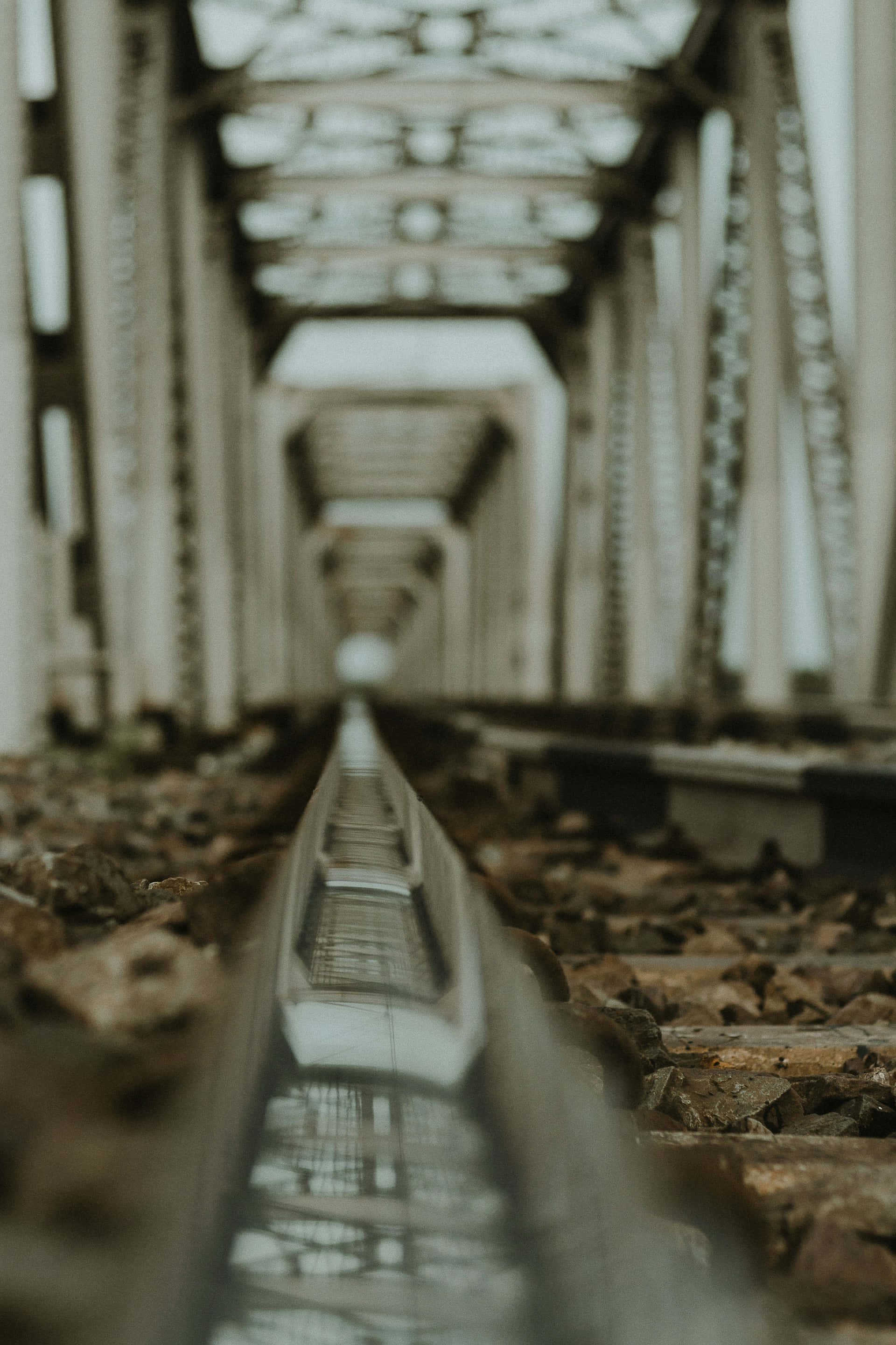 Dark Moody Aesthetic, railroad bridge, vanishing point, 2K Phone Wallpaper