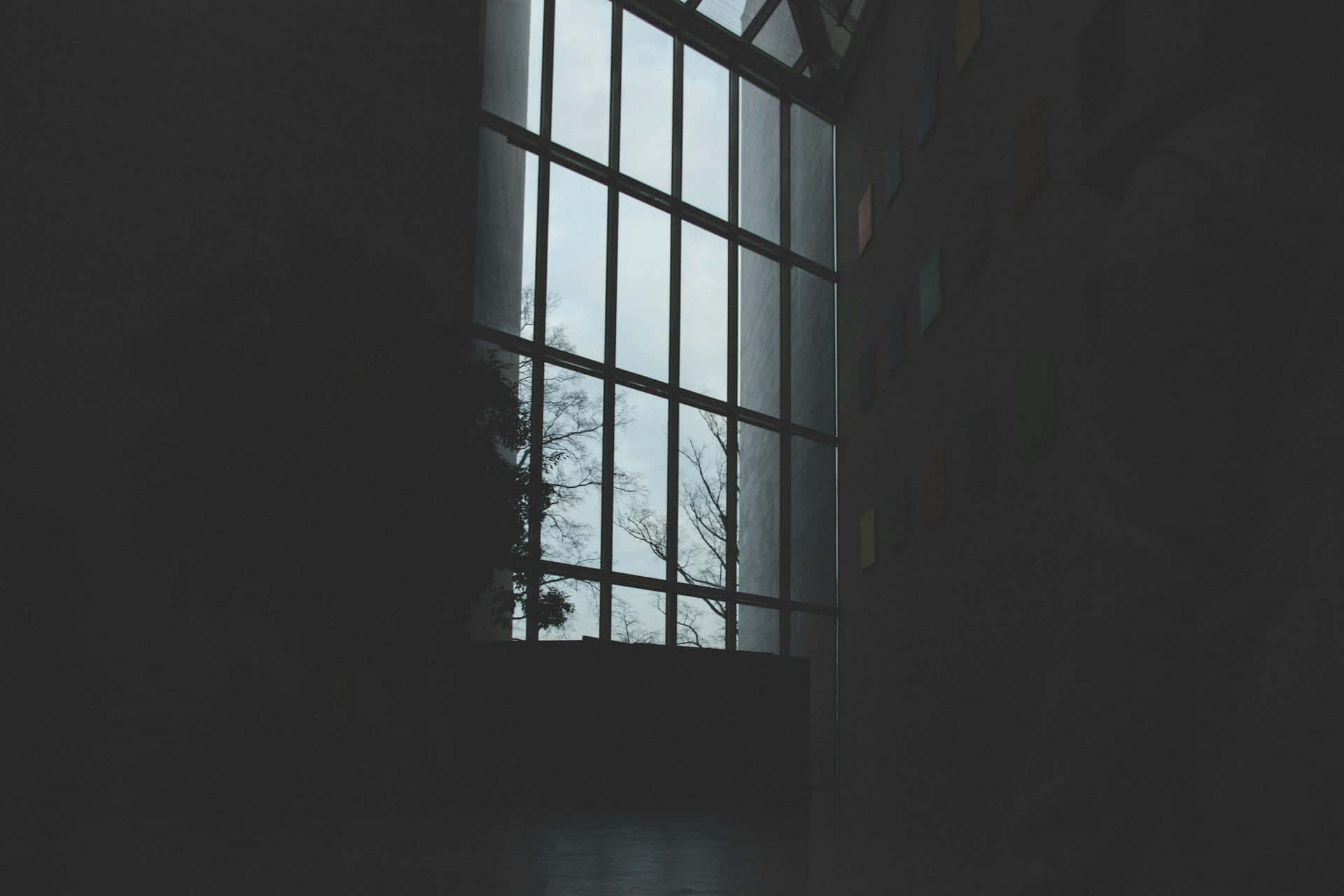 Dark Moody Aesthetic, window silhouette, dimly lit interior, Full HD Desktop Wallpaper