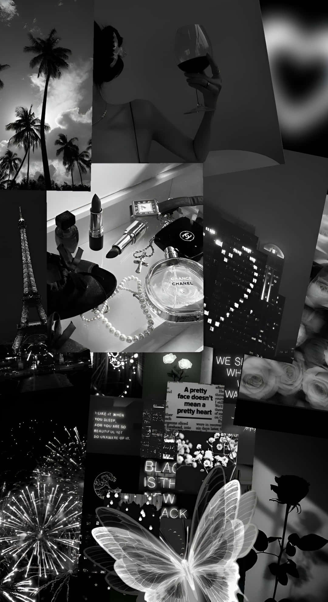 Dark Coquette, black and white, luxury items, Full HD Phone Wallpaper