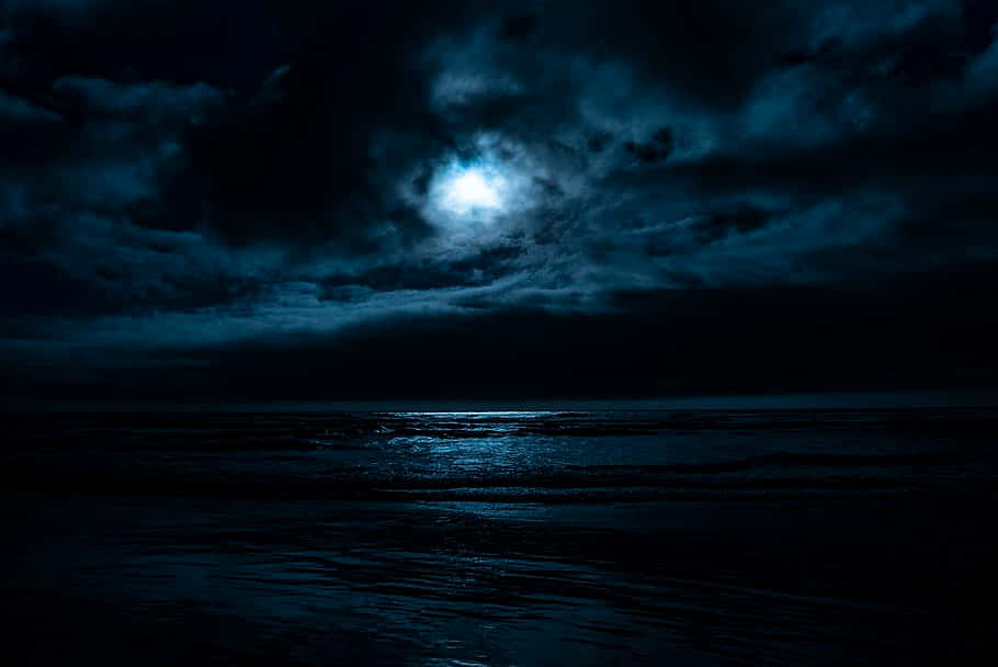 moonlit night, ocean, storm clouds, SD Desktop Wallpaper