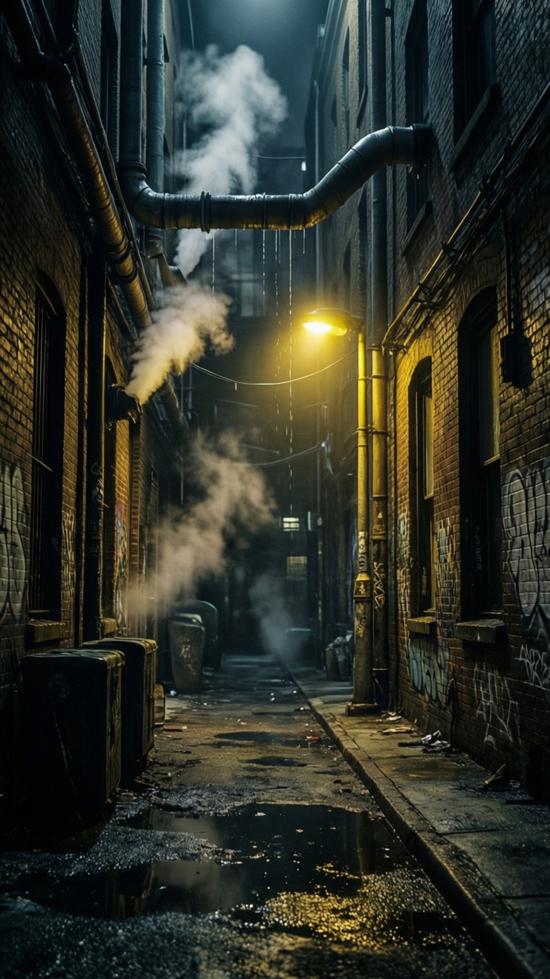 grimy alley, noir style, dark urban alley, Full HD Phone Wallpaper