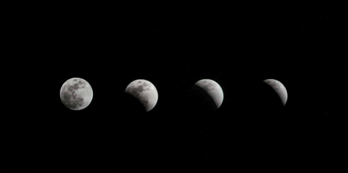 moon phases, grayscale, black sky, SD Desktop Wallpaper