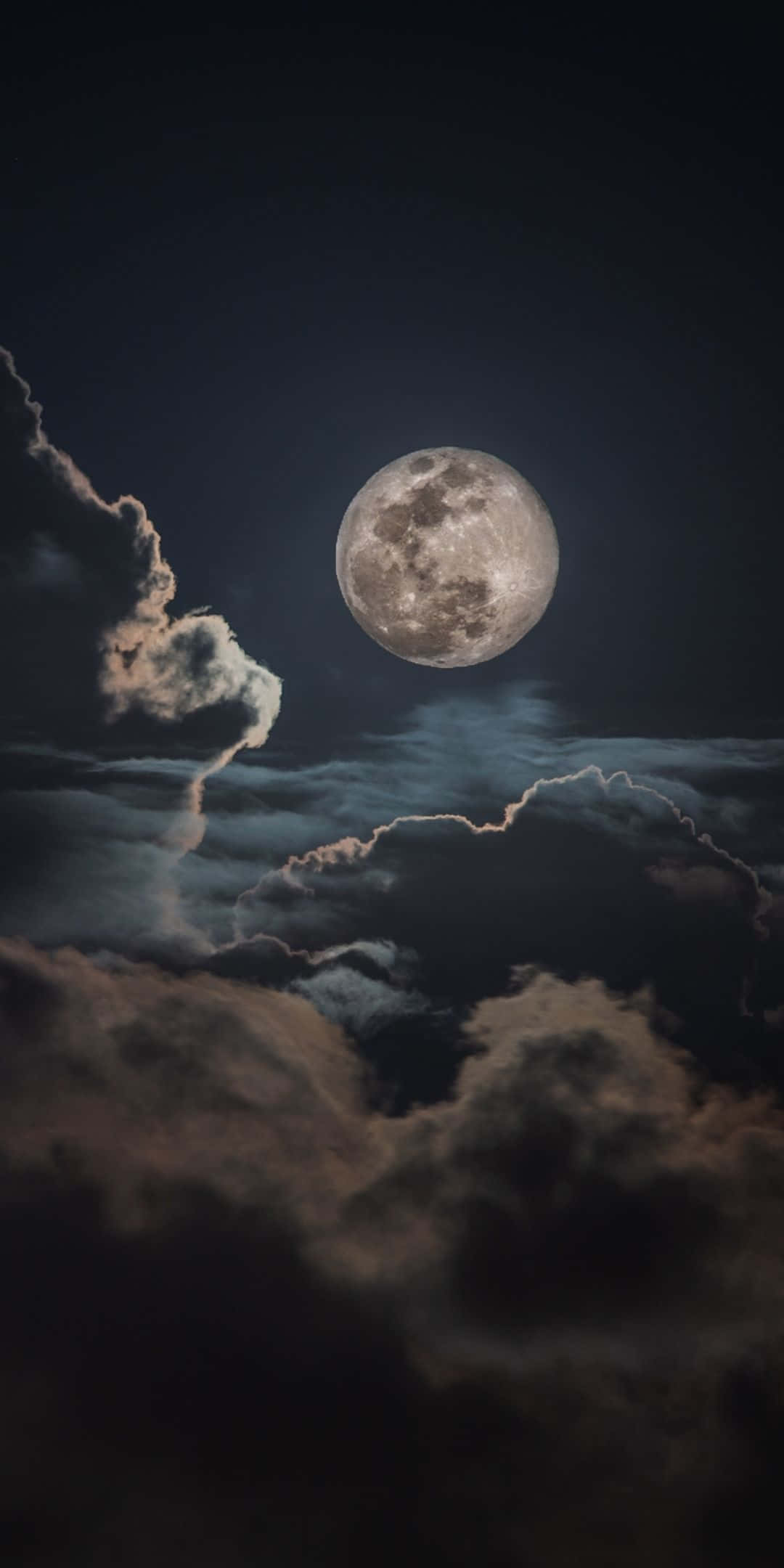 dark thick clouds, night sky, full moon, Full HD Phone Wallpaper
