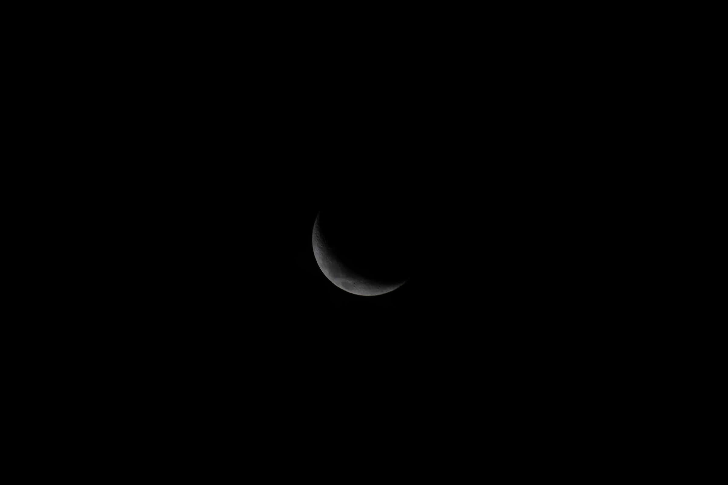 Dark Moon, crescent moon, starry night sky, Full HD Desktop Wallpaper