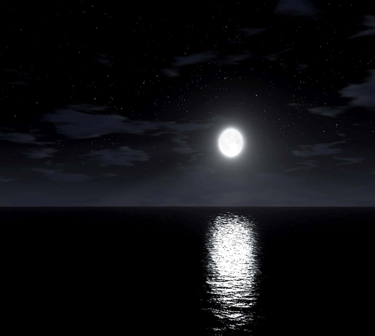 Dark Moon, full moon, dark ocean, HD Desktop Wallpaper