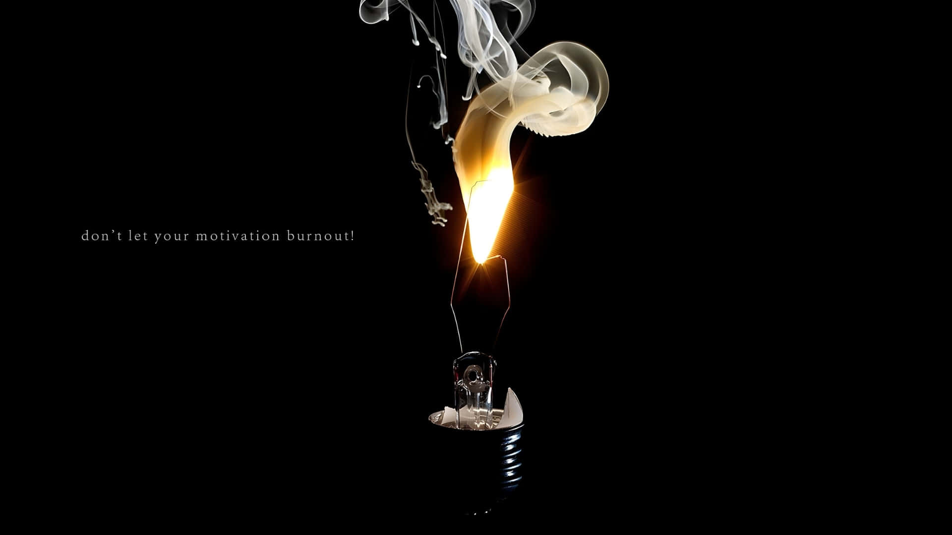 glowing lightbulb filament, black background, wispy smoke, Full HD Desktop Wallpaper