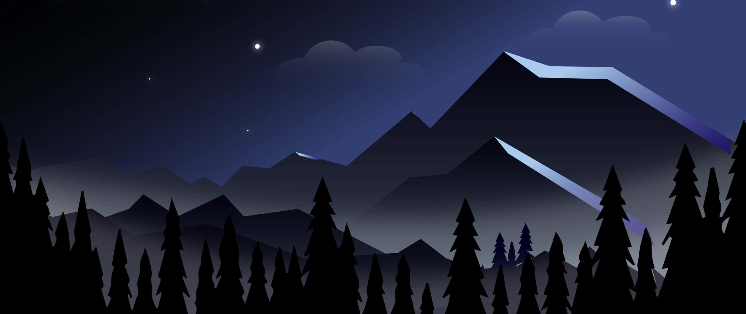 mountain landscape, pine trees, layered mountain peaks, 2K Desktop Wallpaper