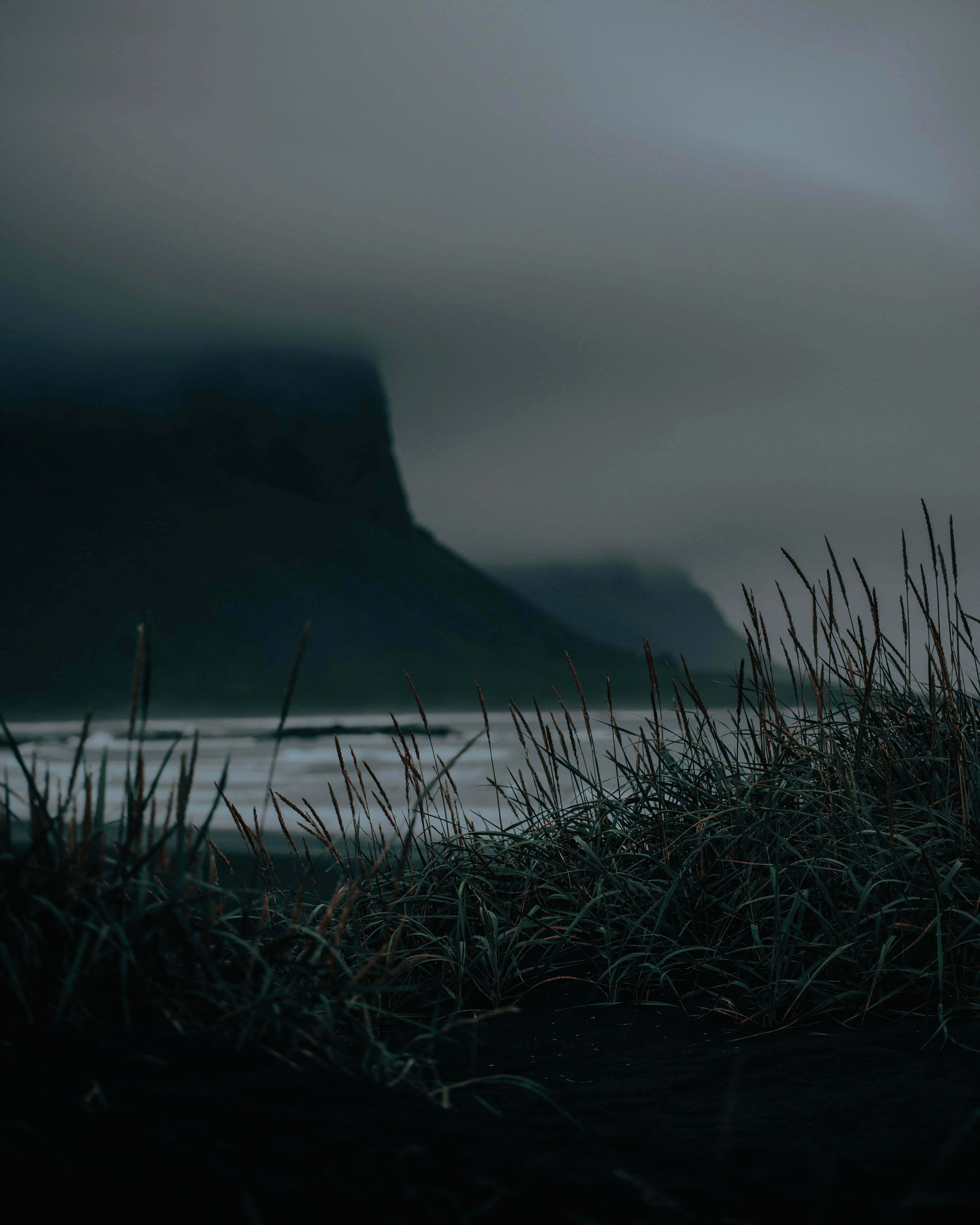 gloomy, dark sky, mountain, 4K Phone Wallpaper
