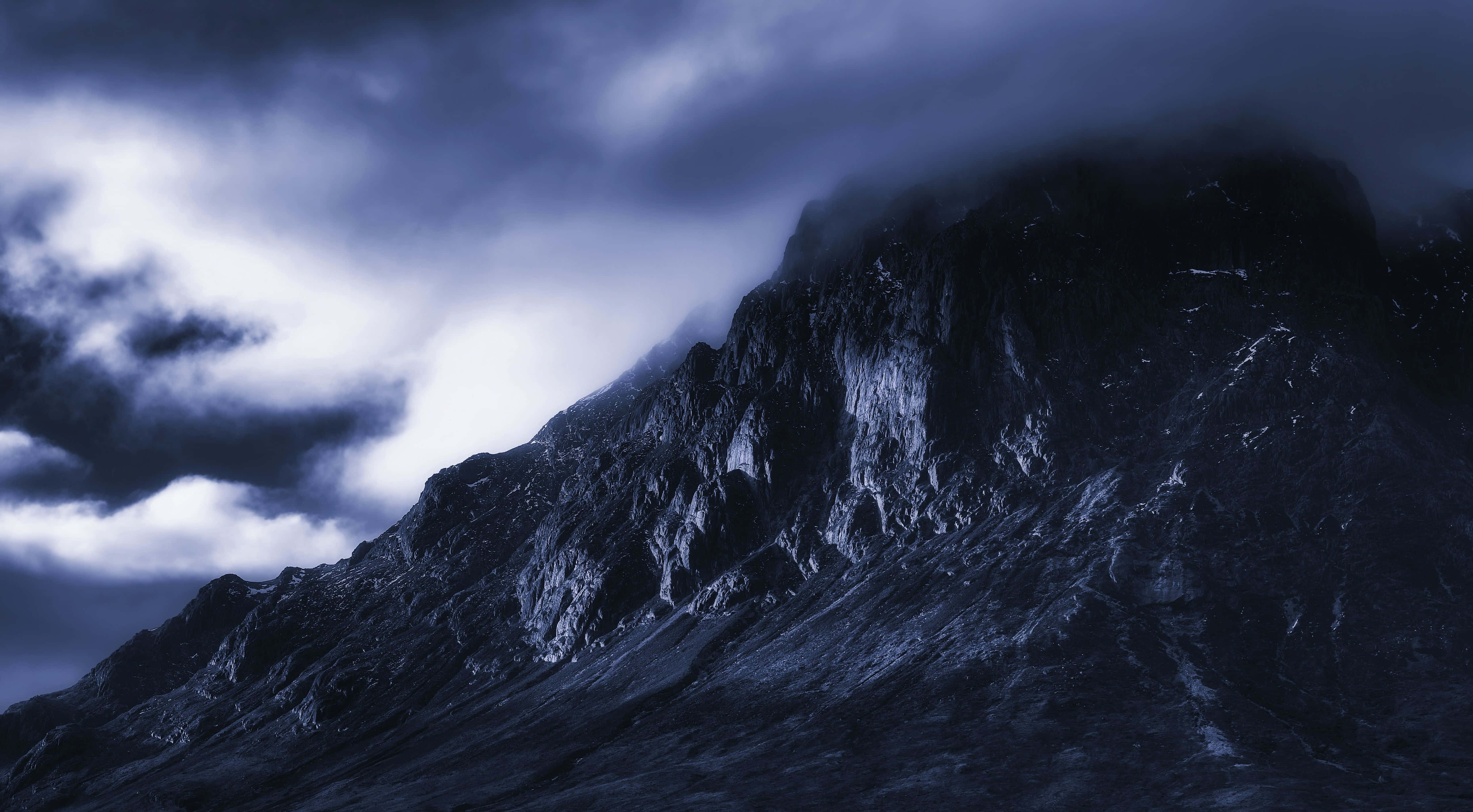Dark Mountain, starry night sky, jagged mountain peak, 5K Desktop Wallpaper