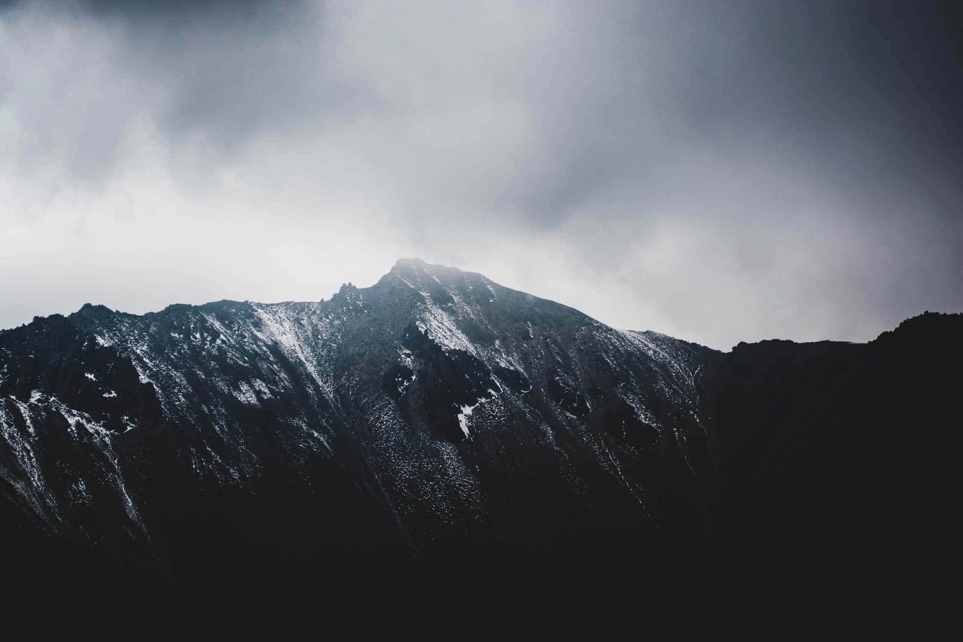 Dark Mountain, mountain peak, heavy gray clouds, Full HD Desktop Wallpaper