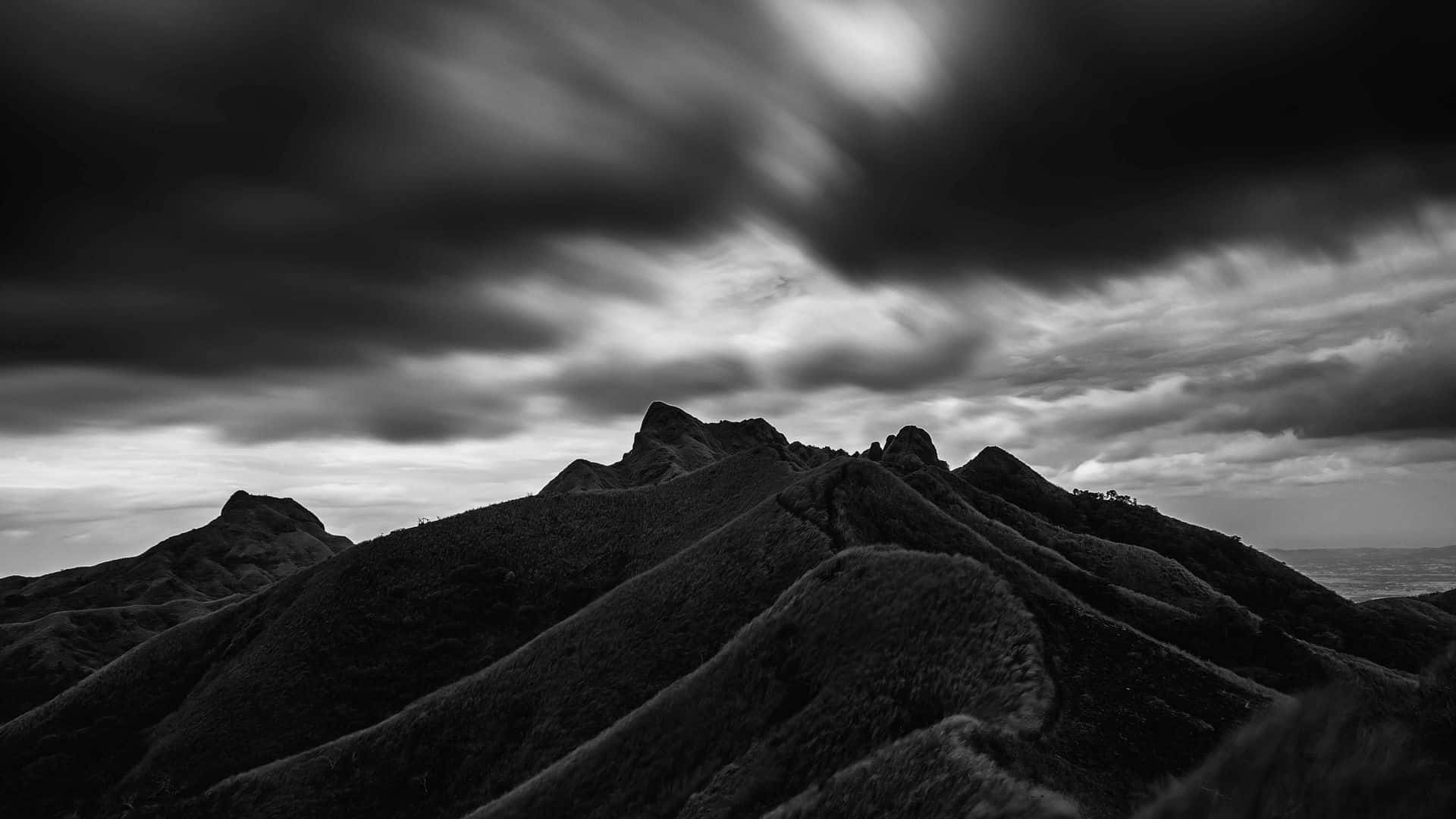 Dark Mountain, mountain ridge, swirling storm clouds, Full HD Desktop Wallpaper