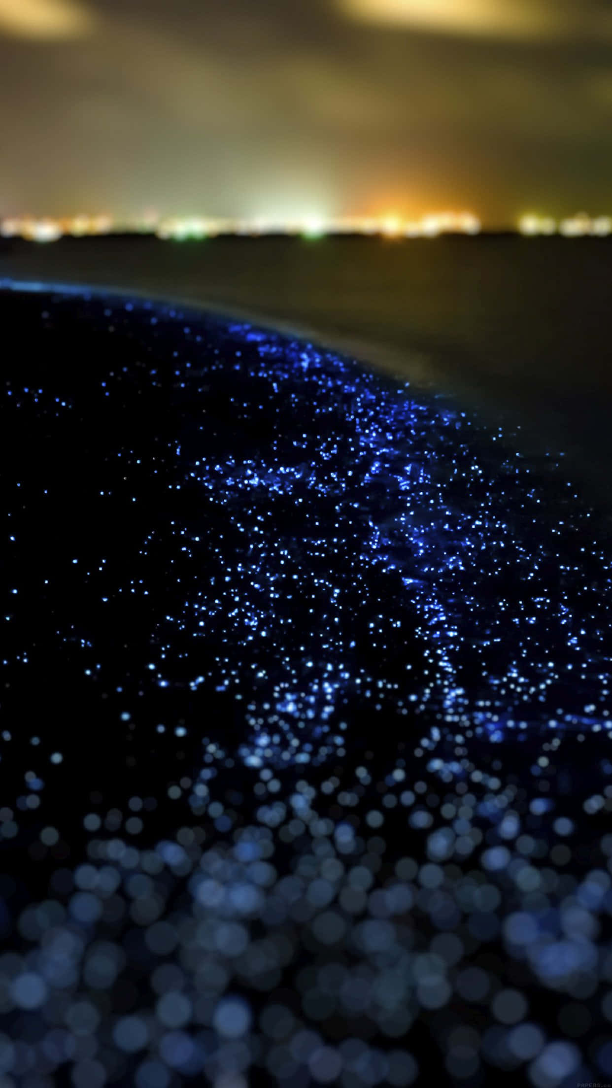 Dark Nature, bioluminescent waves, glowing blue, Full HD Phone Wallpaper
