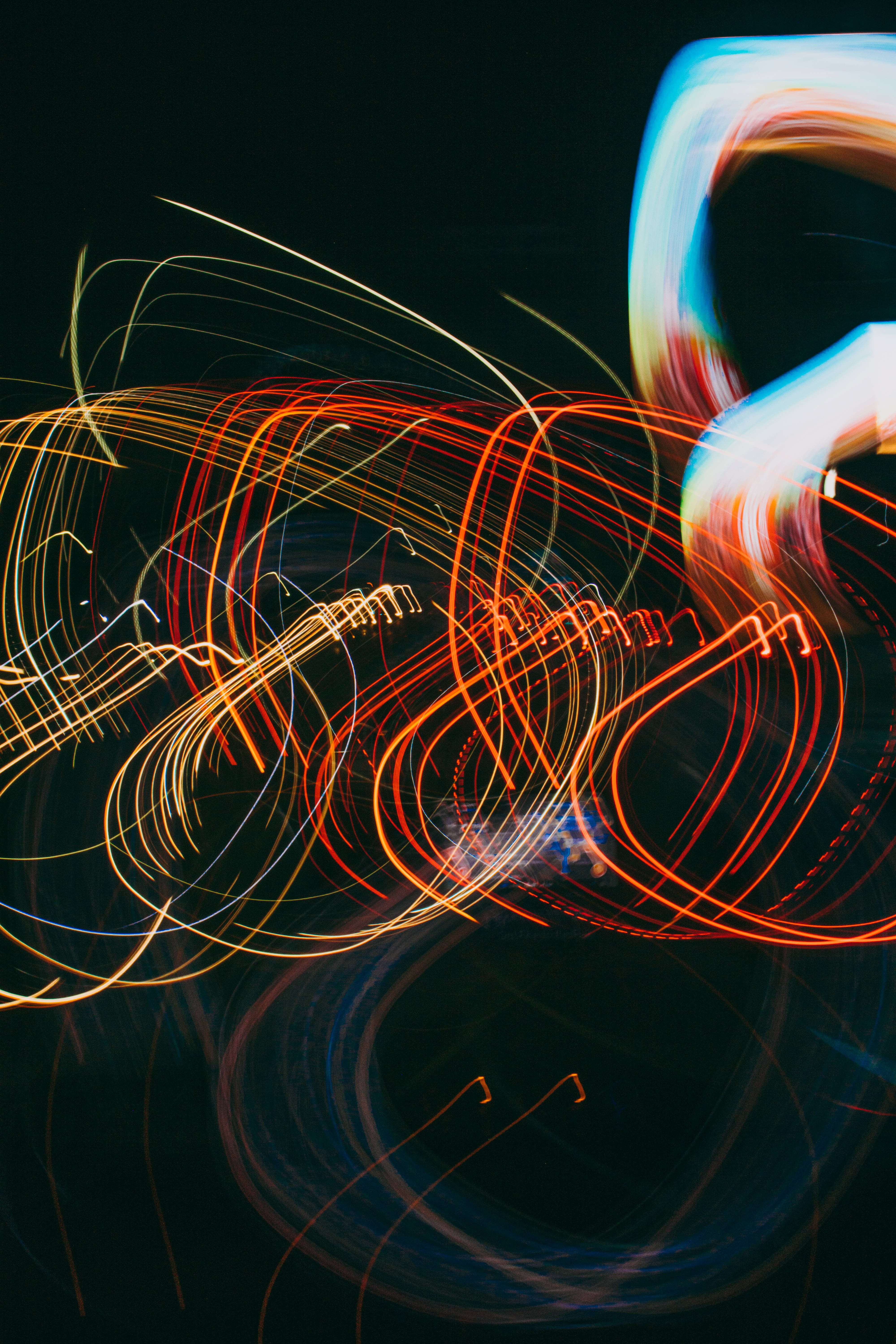 Dark Neon iPhone, red orange, blue, 5K Phone Wallpaper