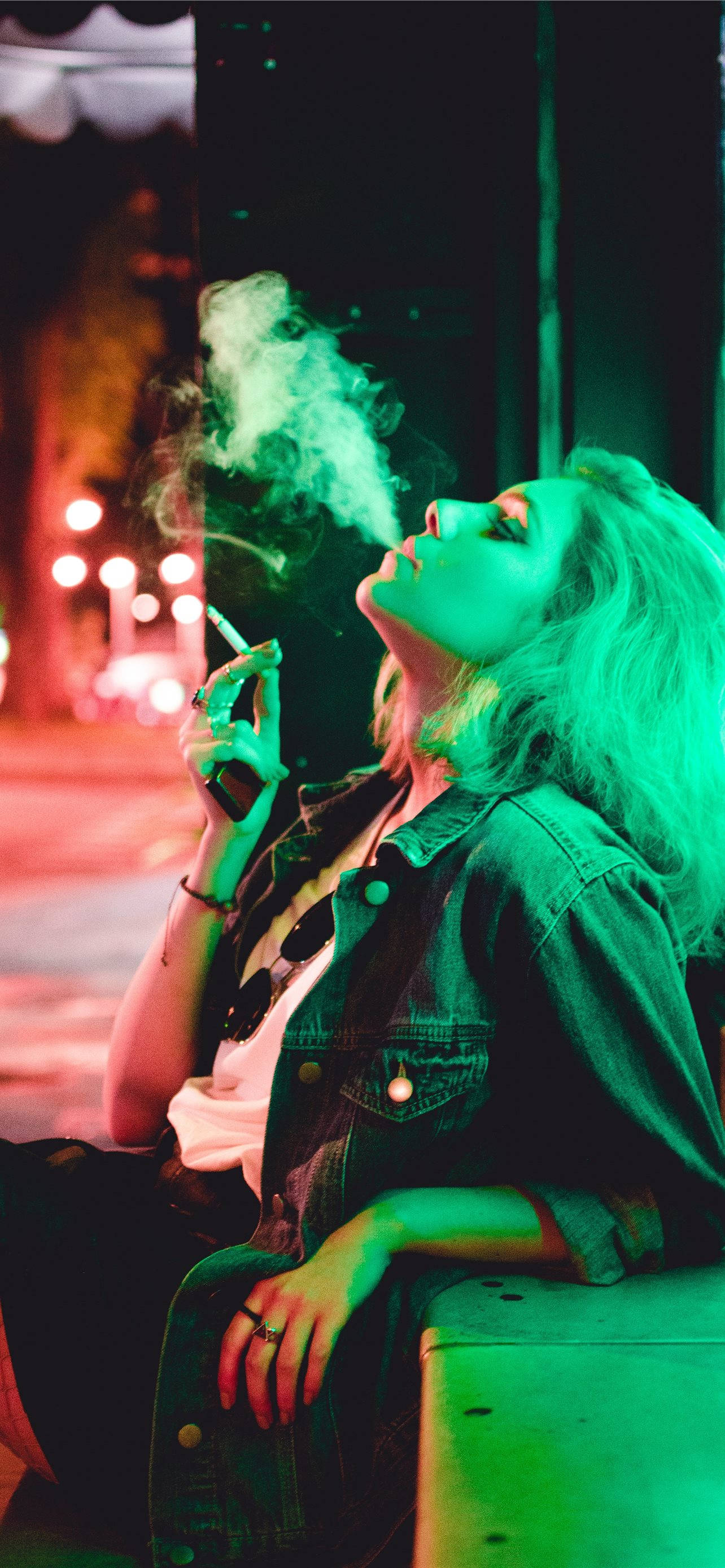 woman, blonde hair, ledge, 2K Phone Wallpaper