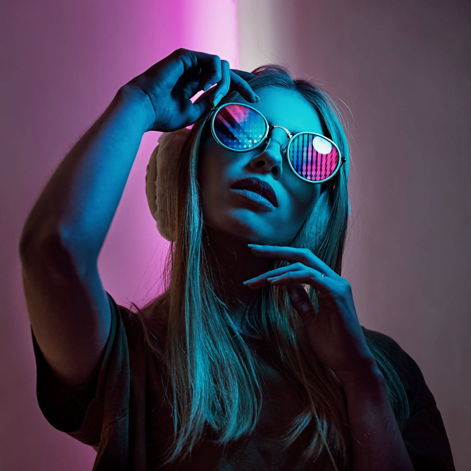 Dark Neon iPhone, neon sunglasses, earmuffs, HD Desktop Wallpaper