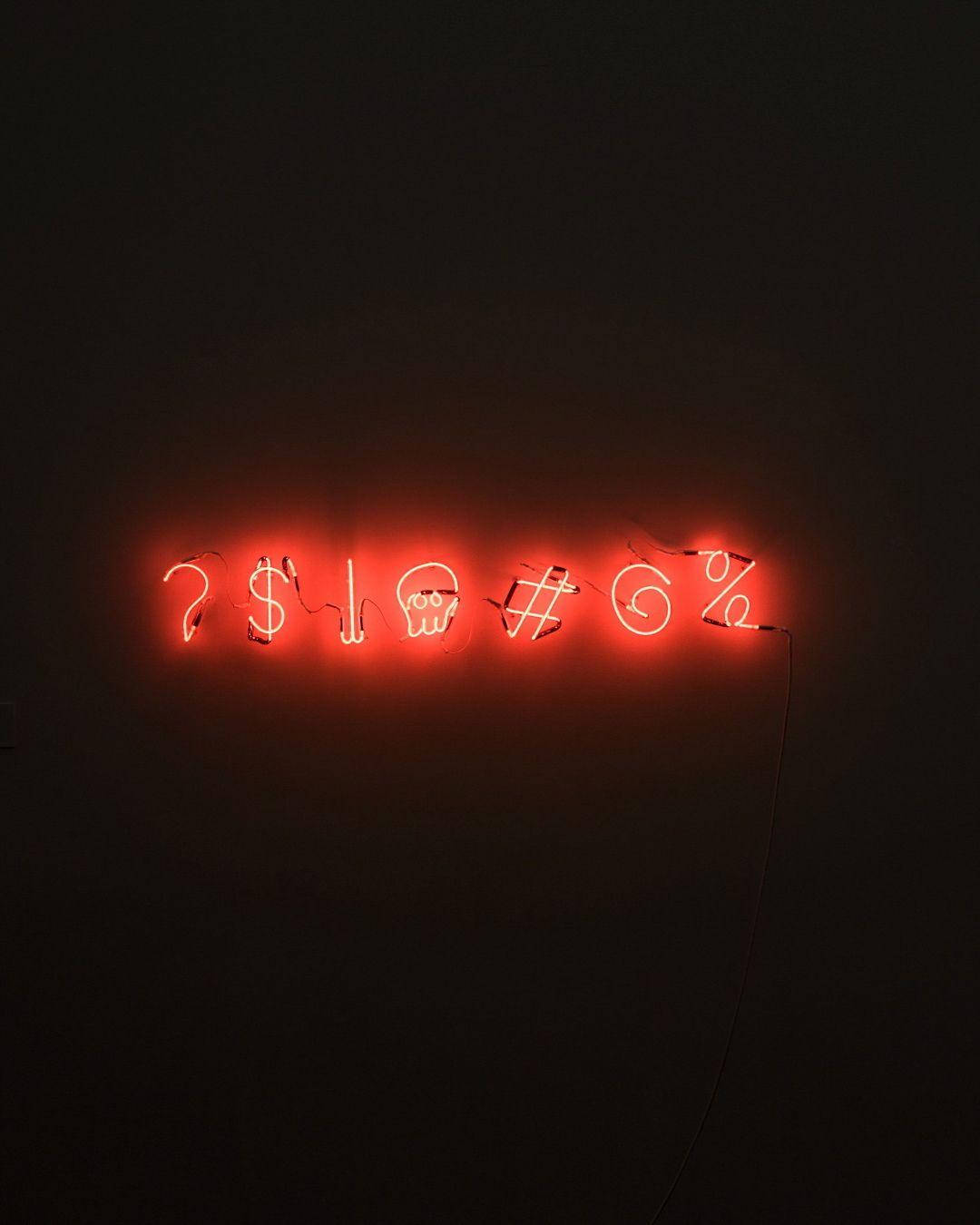 neon light symbols, red aesthetic, question mark, HD Phone Wallpaper