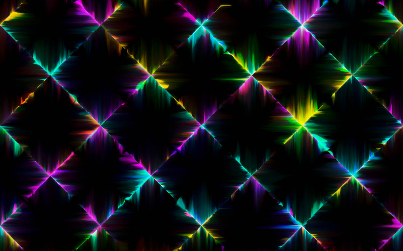 neon light tiles, diamond shapes, black background, HD Desktop Wallpaper