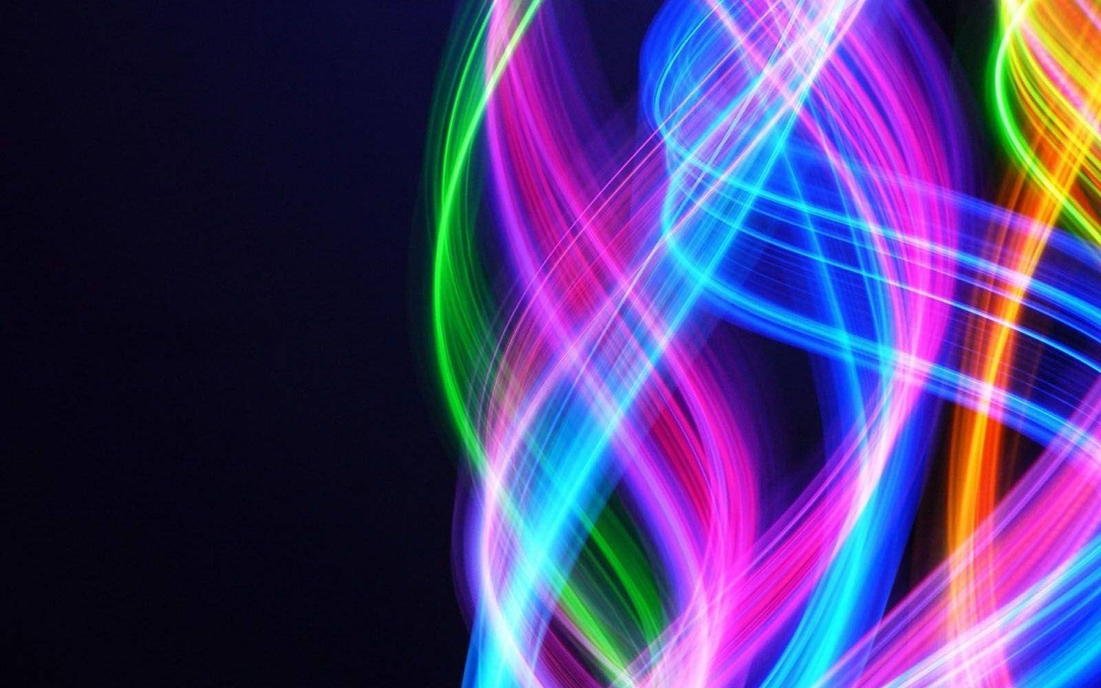 multicolored dark neon, neon light trails, dynamic curves, HD Desktop Wallpaper