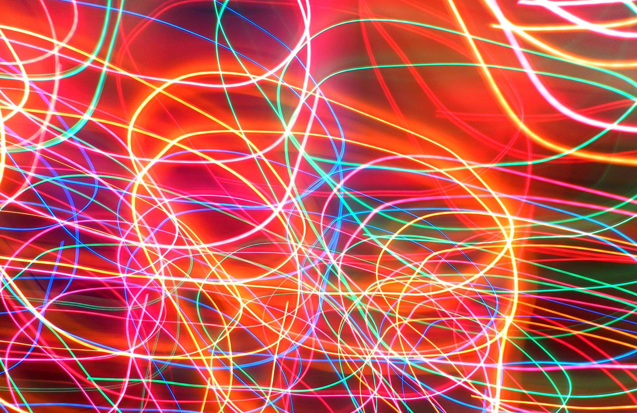 Neon Nightscape, vibrant spectrum, neon light trails, Full HD Desktop Wallpaper