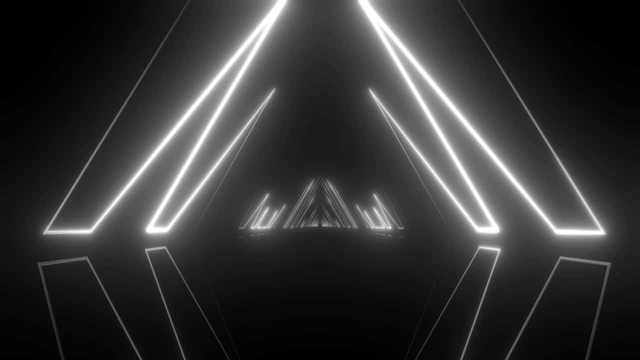 white neon, glowing white neon triangles, futuristic tunnel, HD Desktop Wallpaper