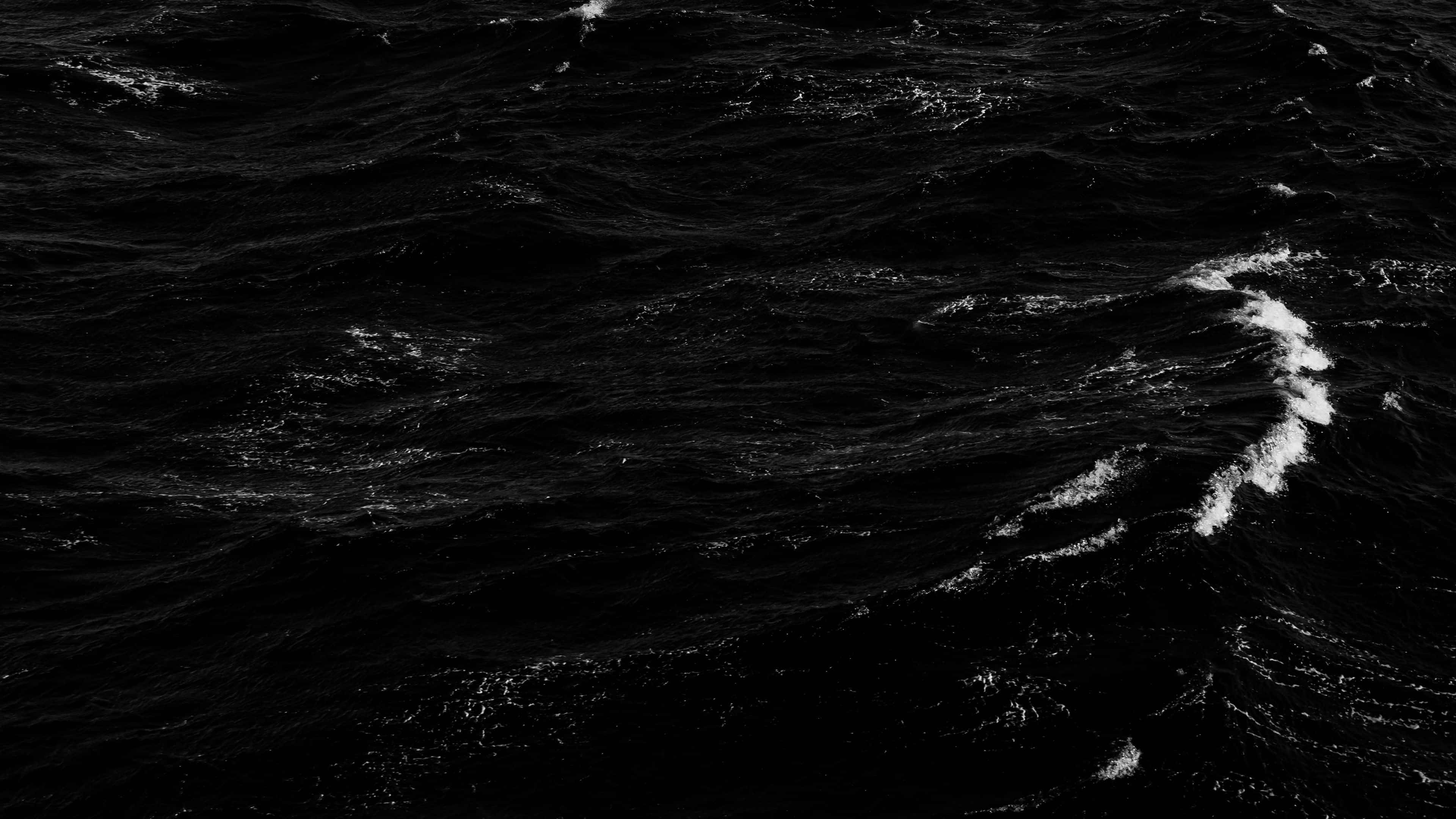 Dark Ocean, black and white, aerial view, 4K Desktop Wallpaper
