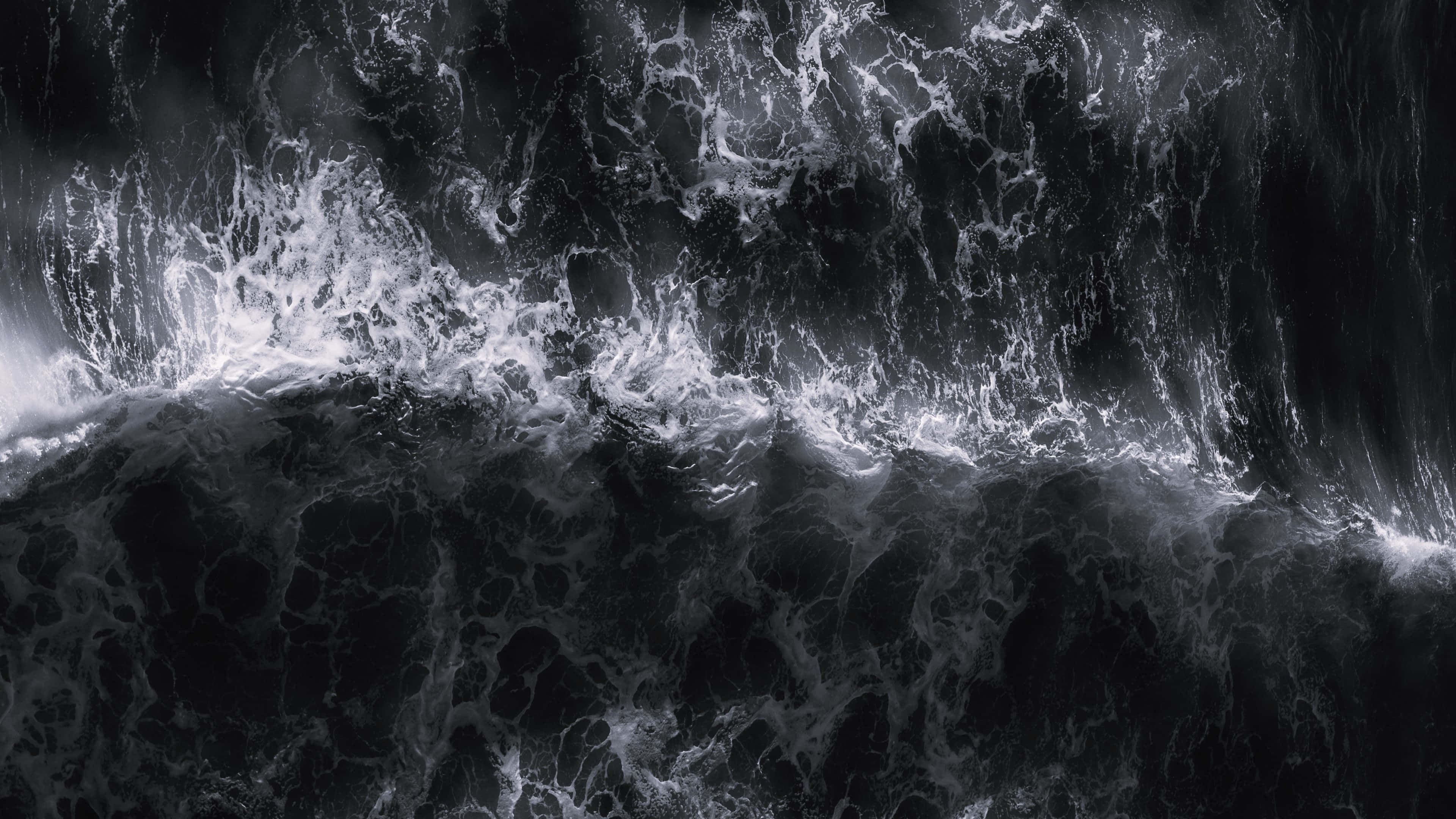 Dark Ocean, waves, monochrome, 4K Desktop Wallpaper