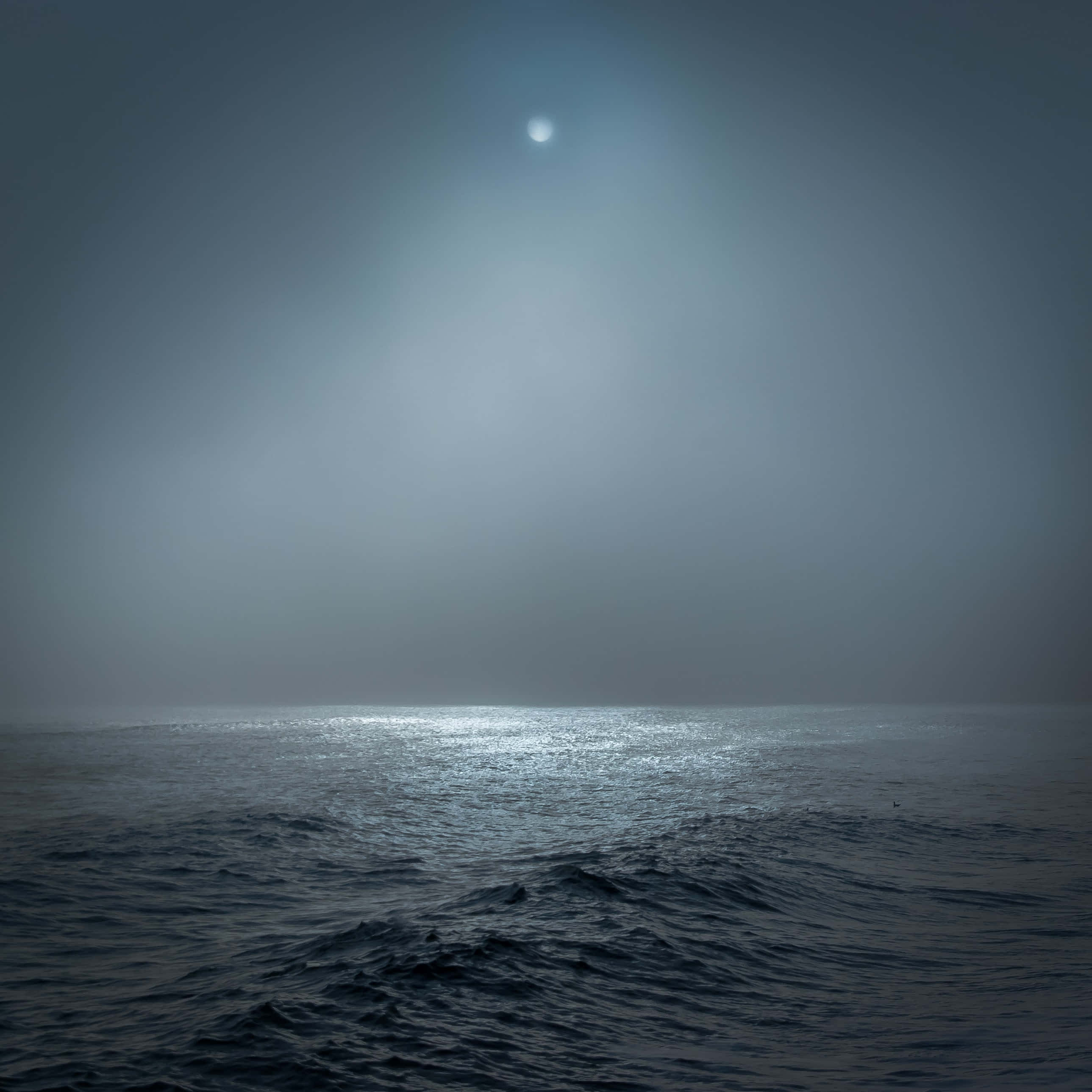 Dark Ocean, moonlight, misty ocean, 2K Desktop Wallpaper