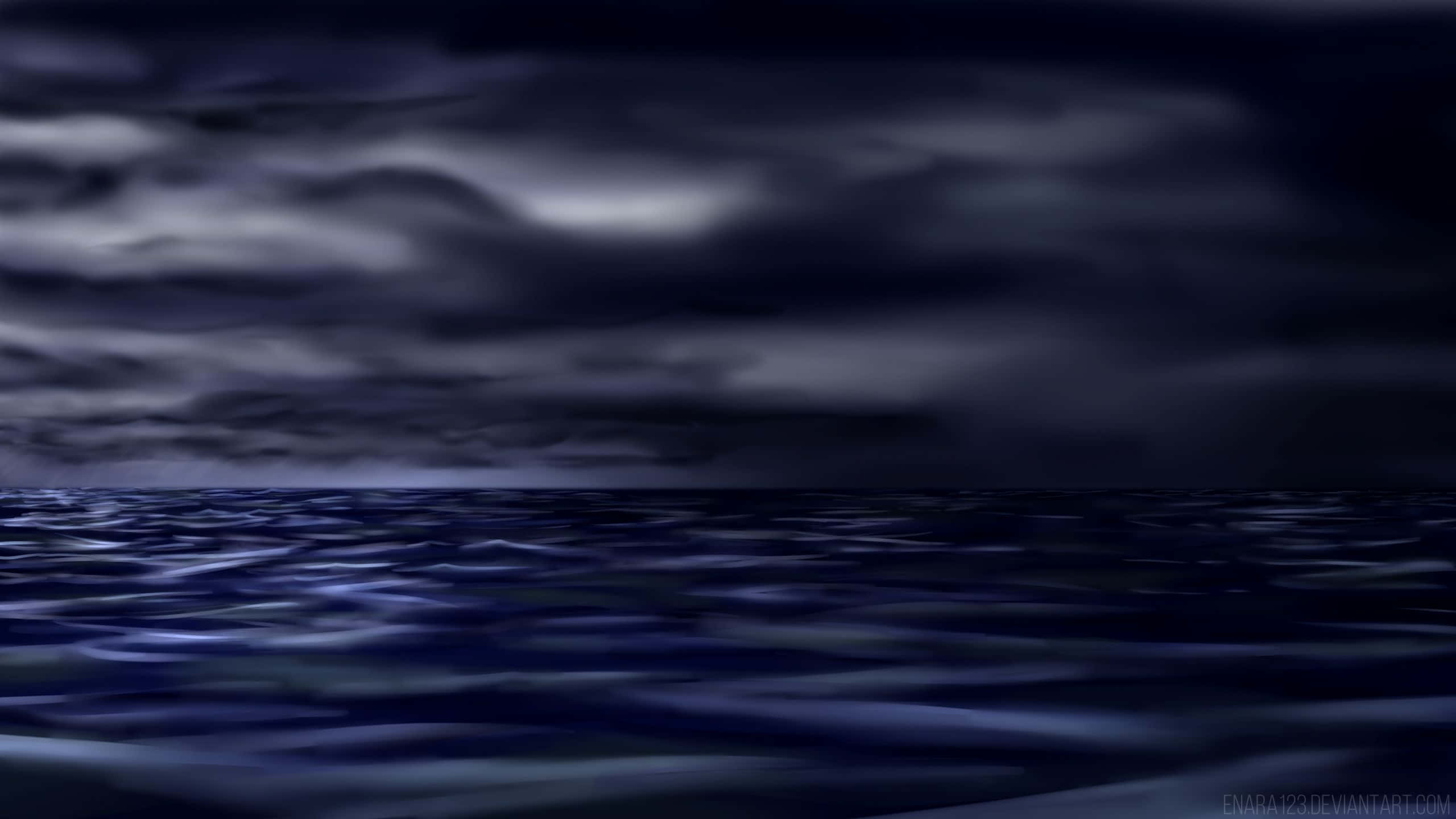Dark Ocean, stormy sky, swirling clouds, 2K Desktop Wallpaper