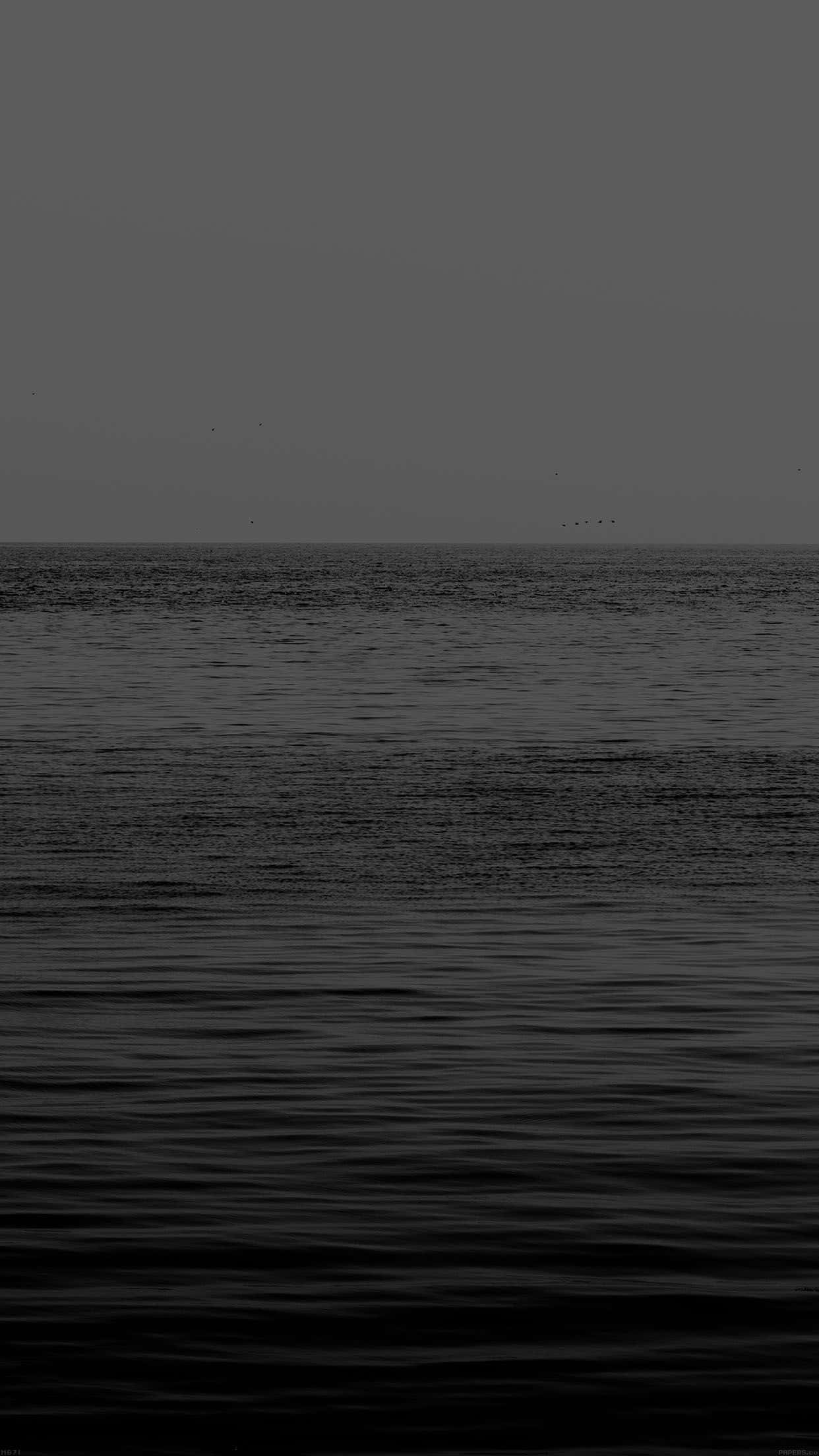 Dark Ocean, deep blue waves, monochrome seascape, Full HD Phone Wallpaper