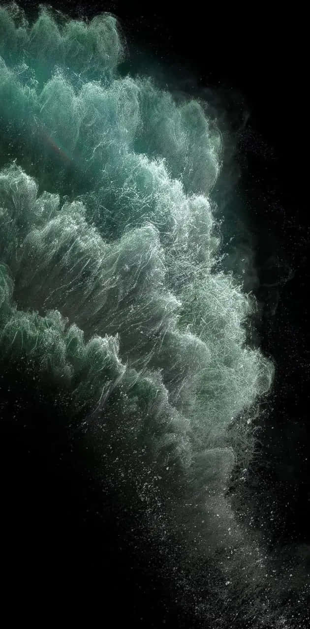 teal wave, darkness, frothy white spray, SD Phone Wallpaper